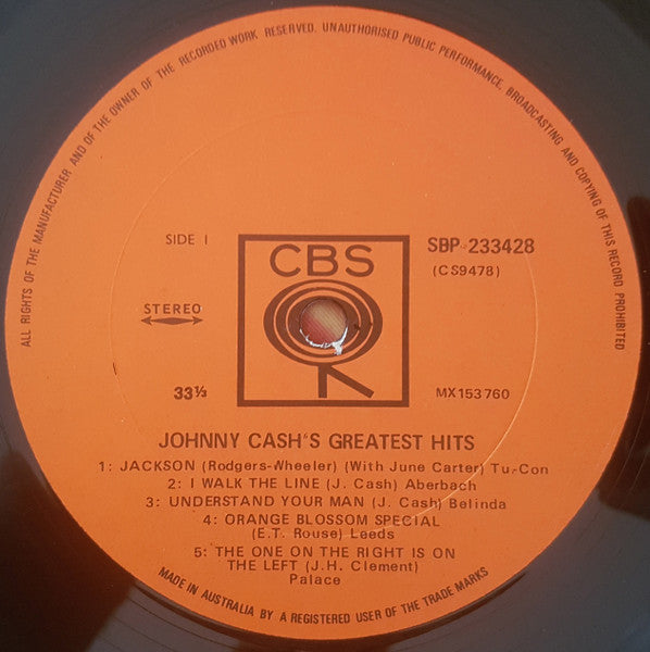 Johnny Cash : Greatest Hits Volume 1 (LP, Comp)