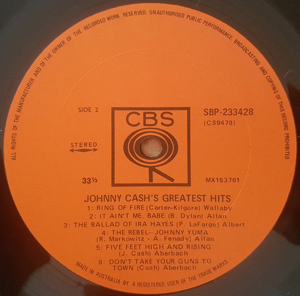 Johnny Cash : Greatest Hits Volume 1 (LP, Comp)