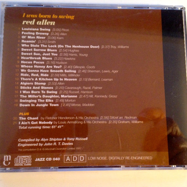 Red Allen* : I Was Born To Swing  (CD, Comp)