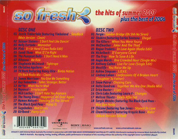 Various : So Fresh: The Hits Of Summer 2007 Plus The Best Of 2006 (2xCD, Comp)