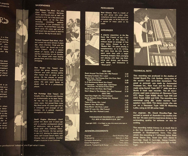 Peter Lane Big Band : Top Brass (LP, Album)