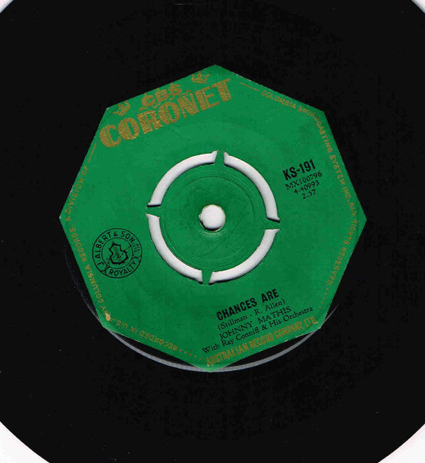 Johnny Mathis With Ray Conniff & His Orchestra : Chances Are / The Twelfth Of Never (7", Single)