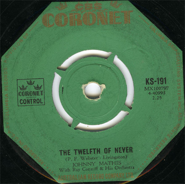 Johnny Mathis With Ray Conniff & His Orchestra : Chances Are / The Twelfth Of Never (7", Single)