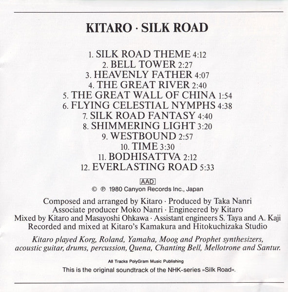Kitaro : Silk Road (CD, Album, RE)