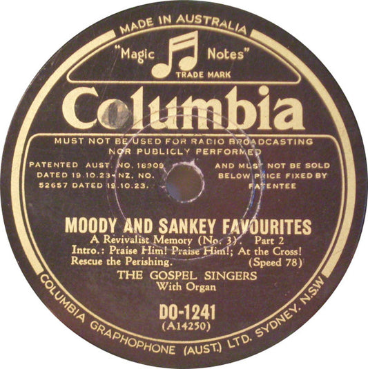 The Gospel Singers : Moody And Sankey Favourites (Shellac, 10")