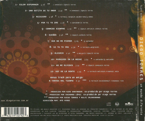 Diego Torres (2) : Un Mundo Diferente (CD, Album)