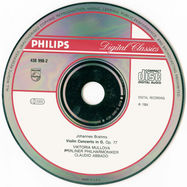 Brahms* - Viktoria Mullova, Berliner Philharmoniker, Claudio Abbado : Violin Concerto (CD, Album)