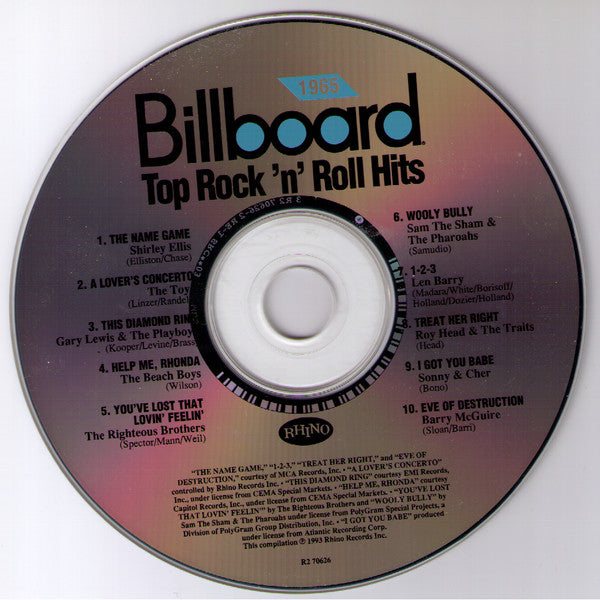 Various : Billboard Top Rock'n'Roll Hits - 1965 (CD, Comp, RE)