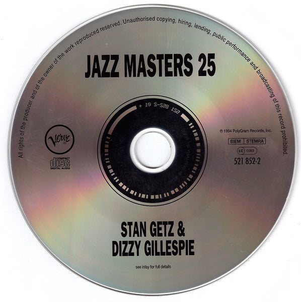Stan Getz & Dizzy Gillespie : Verve Jazz Masters 25  (CD, Comp)