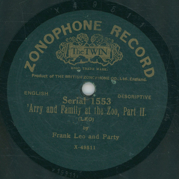 Frank Leo And Party : 'Arry And Family At The Zoo (Shellac, 10")