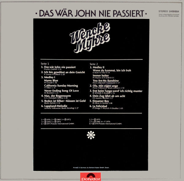 Wencke Myhre : Das Wär John Nie Passiert (LP, Comp)