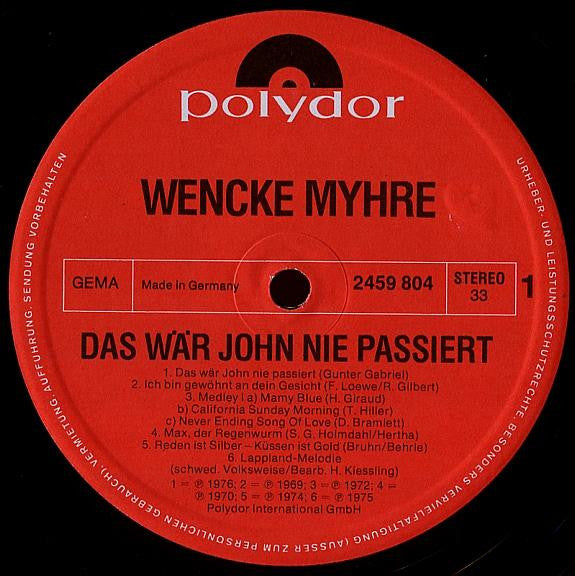 Wencke Myhre : Das Wär John Nie Passiert (LP, Comp)