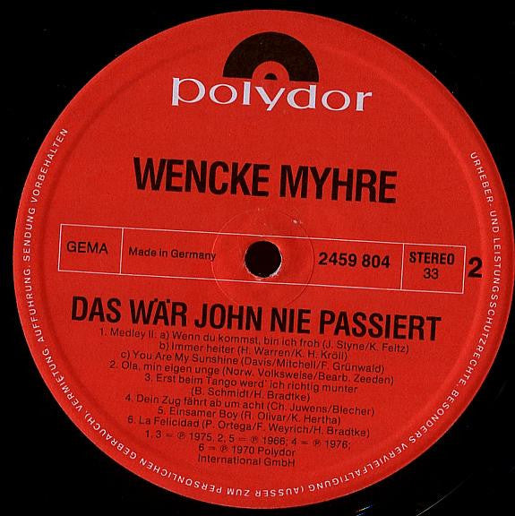Wencke Myhre : Das Wär John Nie Passiert (LP, Comp)