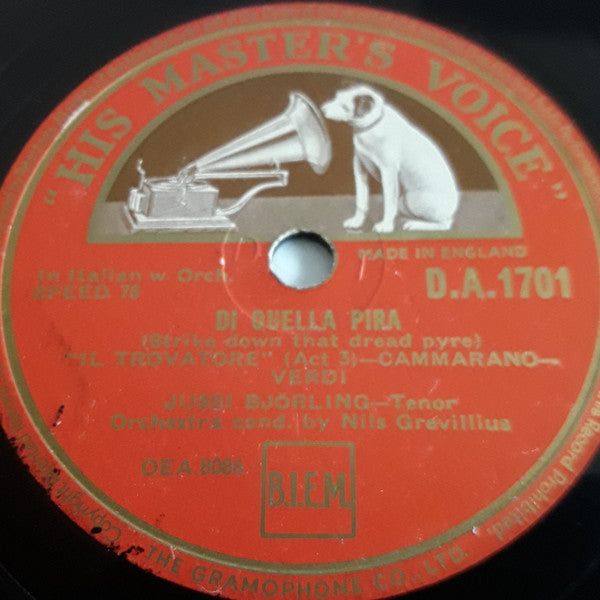 Jussi Björling Orchestra Cond. By Nila Grévillus : Ah, Si, Ben Mio / Di Quella Pira (Shellac, 10", RP, DT)
