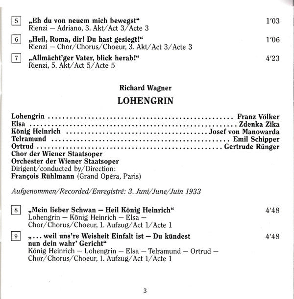Viorica Ursuleac, Franz Völker, Gertrude Rünger, Josef von Manowarda : Leoncavallo, Strauss,  Wagner,  Verdi (1933-1941) - Edition Wiener Staatsoper Live Vol. 16 (2xCD, Comp, Mono, RM)