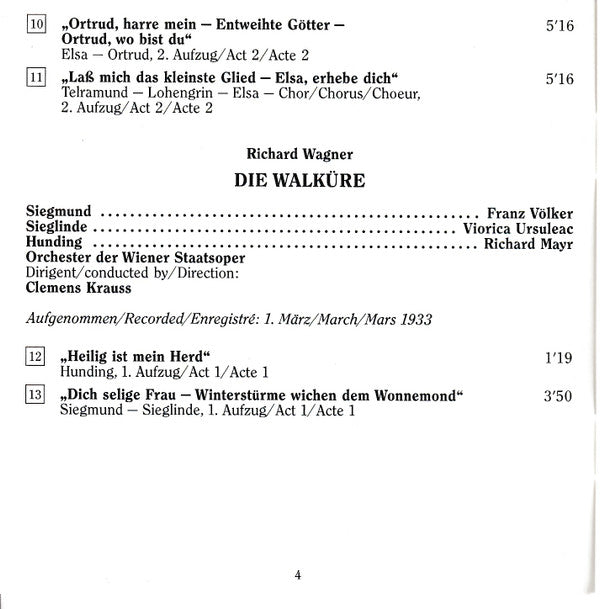 Viorica Ursuleac, Franz Völker, Gertrude Rünger, Josef von Manowarda : Leoncavallo, Strauss,  Wagner,  Verdi (1933-1941) - Edition Wiener Staatsoper Live Vol. 16 (2xCD, Comp, Mono, RM)