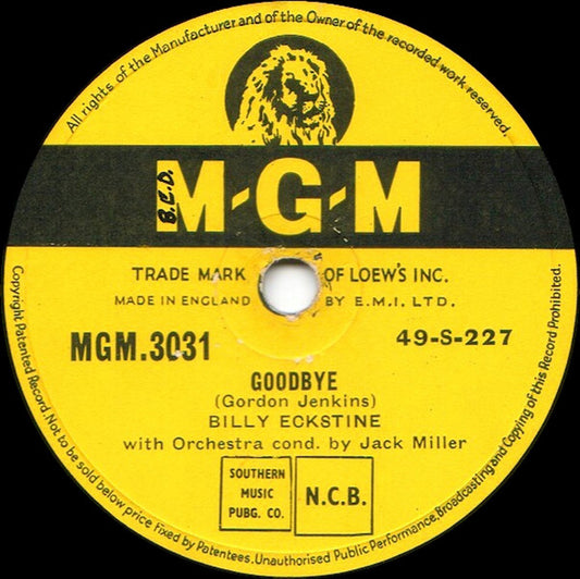 Billy Eckstine : Goodbye / Over The Rainbow (Shellac, 10")