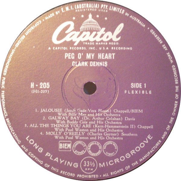 Clark Dennis : Peg O' My Heart (10")