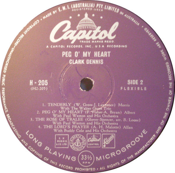 Clark Dennis : Peg O' My Heart (10")