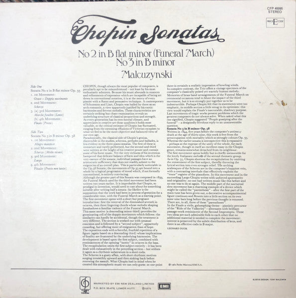 Frédéric Chopin, Witold Malcuzynsky : Sonatas (LP, RE)