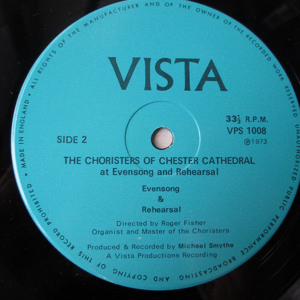 Chester Cathedral Choir : The Choristers Of Chester Cathedral At Evensong And Rehearsal (LP)