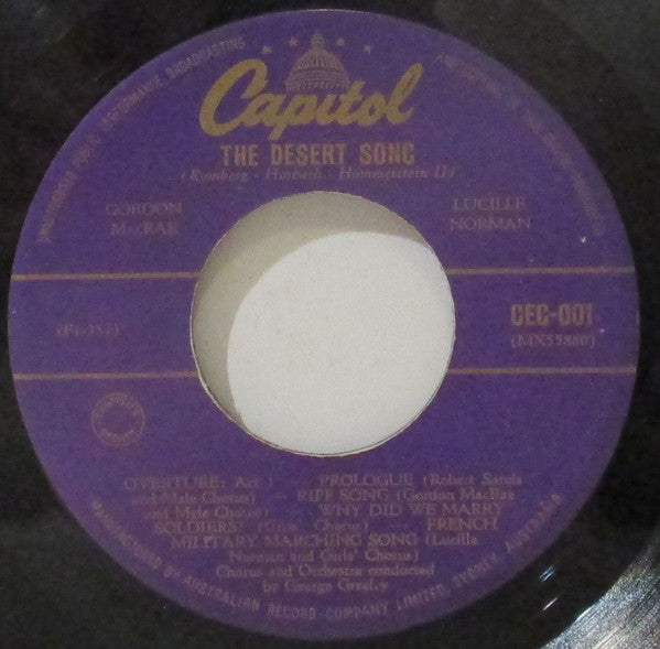 Gordon MacRae, Lucille Norman : The Desert Song (7")