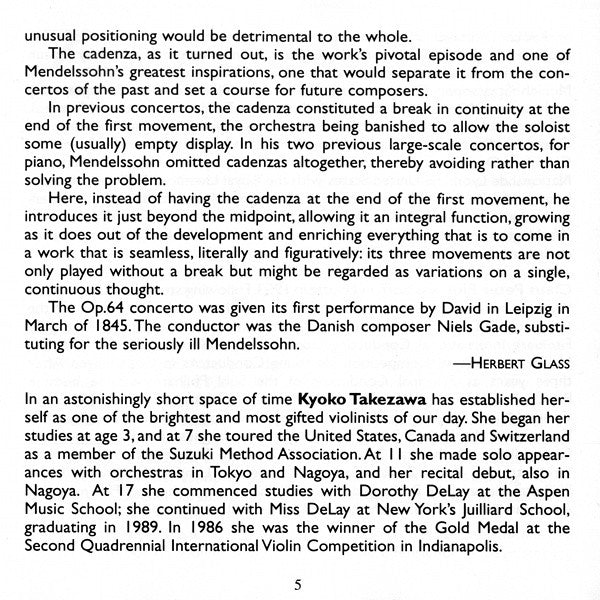 Felix Mendelssohn-Bartholdy, Kyoko Takezawa, Bamberger Symphoniker, Claus Peter Flor : Violin Concertos (CD, Album)