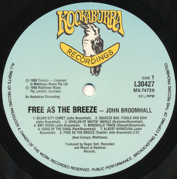 John Broomhall (2) : Free As The Breeze (LP, Album, RE)