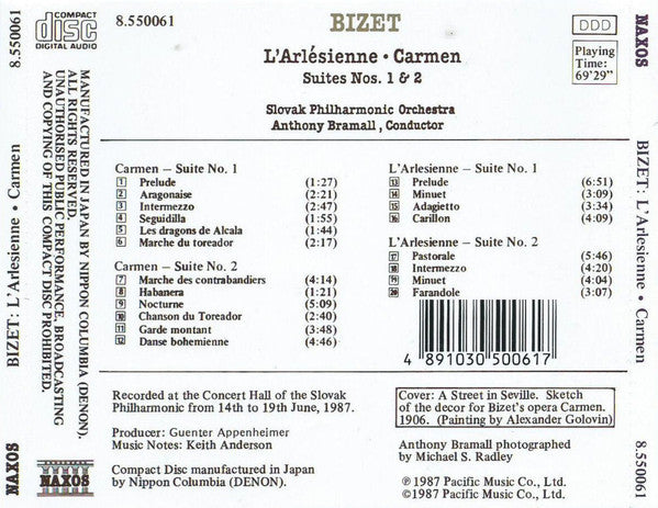 Georges Bizet, Slovak Philharmonic Orchestra, Anthony Bramall : L'Arlésienne · Carmen (Suites Nos. 1 & 2) (CD, Album)