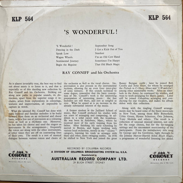 Ray Conniff : 'S Wonderful! (LP, Album, Mono)