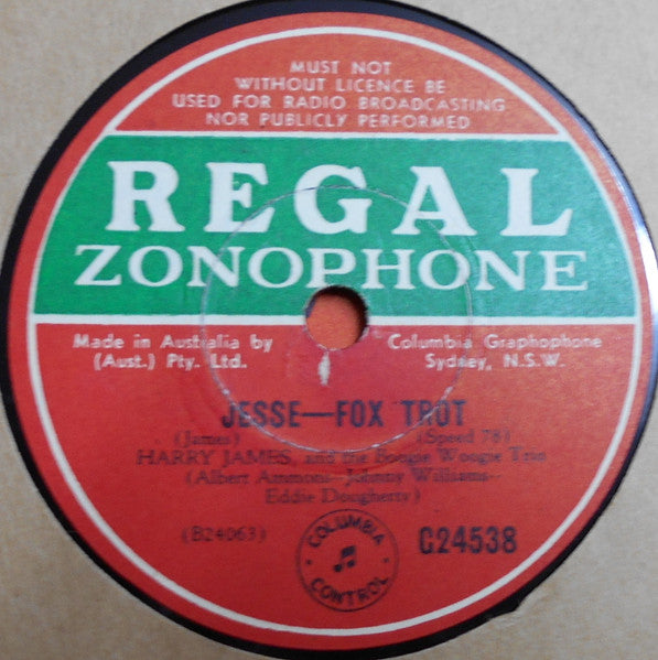 Harry James (2) And The Boogie Woogie Trio : Home James / Jesse (Shellac, 10")