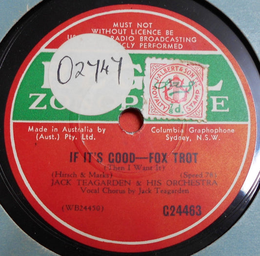 Jack Teagarden And His Orchestra : If It's Good / Peg O' My Heart (Shellac, 10")