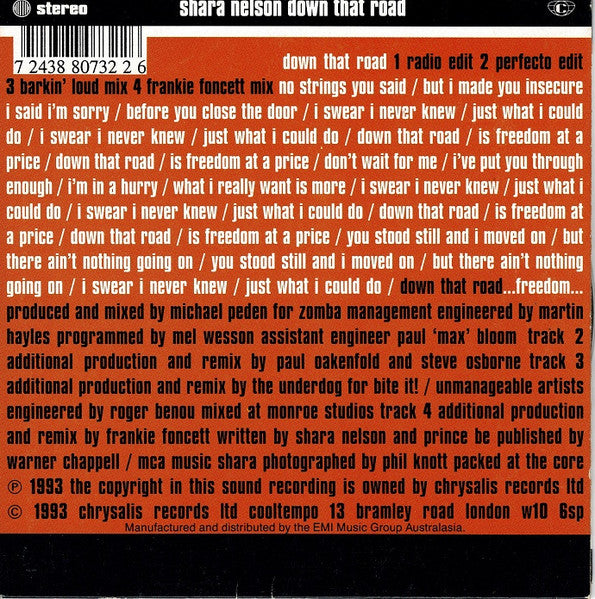 Shara Nelson : Down That Road (CD, Single, Car)