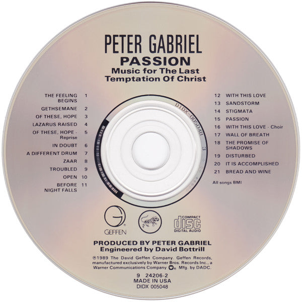 Peter Gabriel : Passion - Music For The Last Temptation Of Christ (CD, Album, DAD)