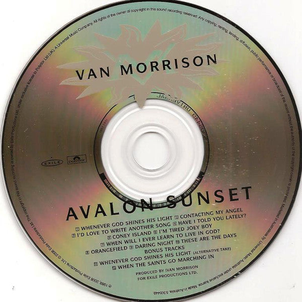 Van Morrison : Avalon Sunset (CD, Album, RE, RM)
