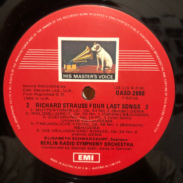 Richard Strauss / Elisabeth Schwarzkopf, George Szell, Berlin Radio Symphony Orchestra* : Four Last Songs (LP)