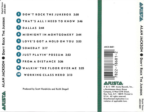 Alan Jackson (2) : Don't Rock The Jukebox (CD, Album)