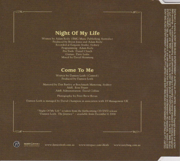 Damien Leith : Night Of My Life (CD, Single)