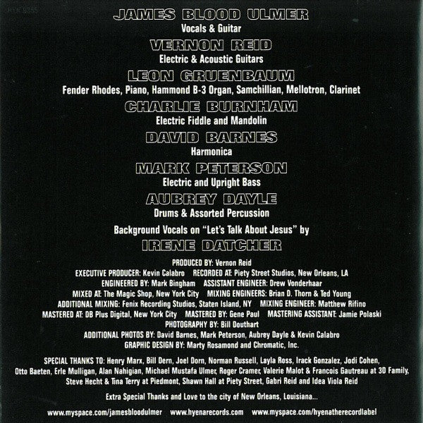 James Blood Ulmer : Bad Blood In The City: The Piety Street Sessions (CD, Album)