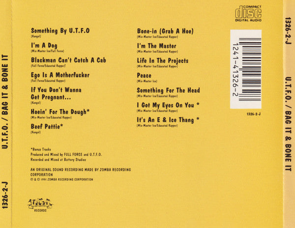 U.T.F.O.* : Bag It & Bone It (CD, Album)