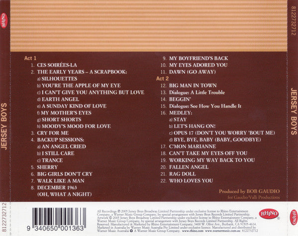 "Jersey Boys" Original Broadway Cast : Jersey Boys (Original Broadway Cast Recording) (CD)