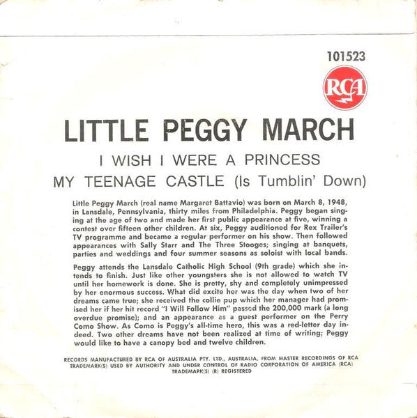 Little Peggy March* : I Wish I Were A Princess (7", Single)