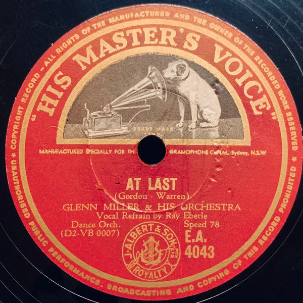 Glenn Miller And His Orchestra : Perfidia / At Last (Shellac, 10")