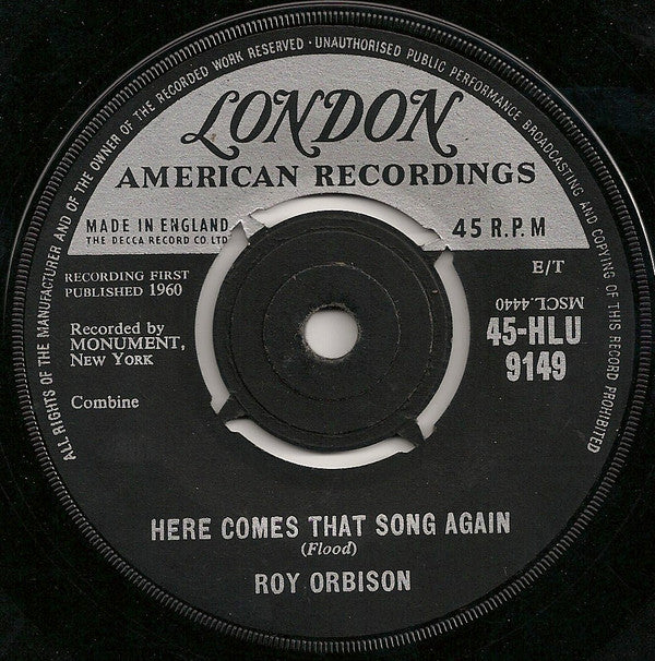 Roy Orbison : Only The Lonely (Know How I Feel) (7", Single)