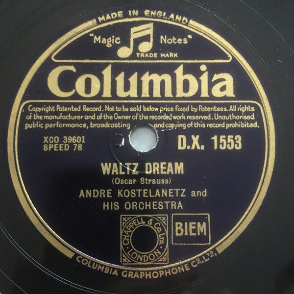 André Kostelanetz And His Orchestra : Gold And Silver Waltz / Waltz Dream (Shellac, 12")