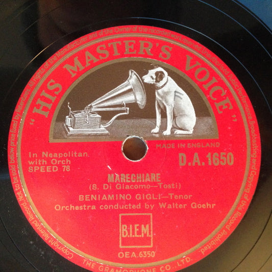 Beniamino Gigli : Marechiare / La Danza (Shellac, 10", RP, DTP)