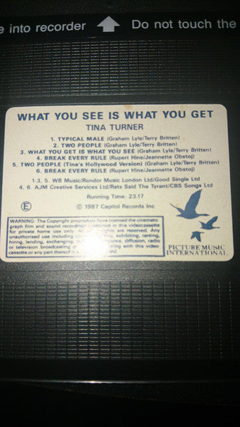 Tina Turner : What You See Is What You Get (VHS, EP, Comp, PAL)