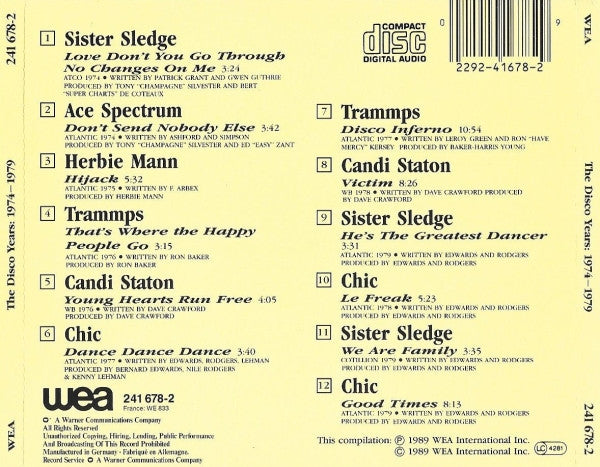 Various : The Disco Years: 1974 - 1979 (CD, Comp, RE)