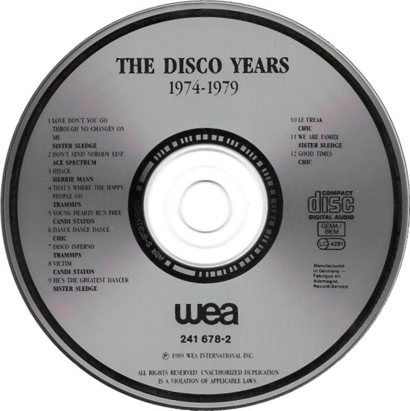 Various : The Disco Years: 1974 - 1979 (CD, Comp, RE)