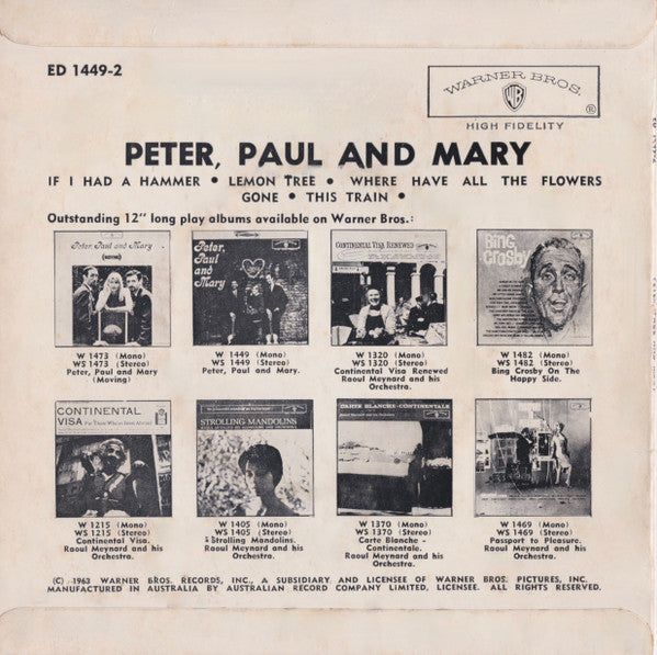 Peter, Paul & Mary : Peter, Paul And Mary (7", EP)